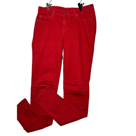 Angry Rabbit Burgundy Crimson Red Stretchy Soft Jeans Skinny Tapered Leg Sz 28/7 - Picture 5 of 12